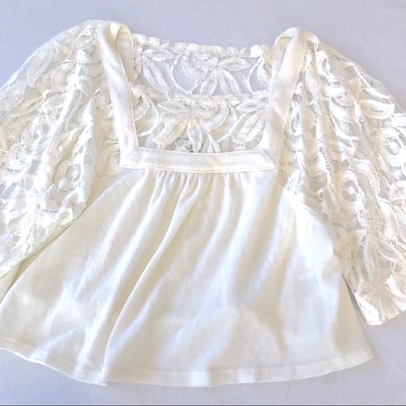 Free People White Lace Sweater Crop Top - Picture 6 of 7